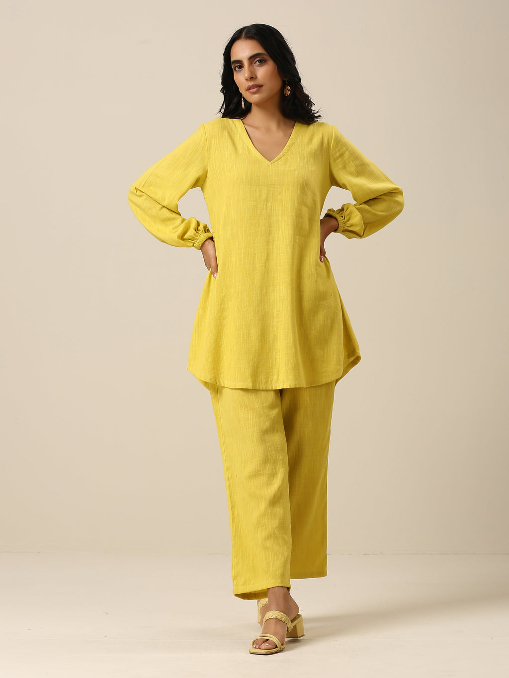 trueBrowns Lime Slub Textured Short Co-Ord Set | Grocsy
