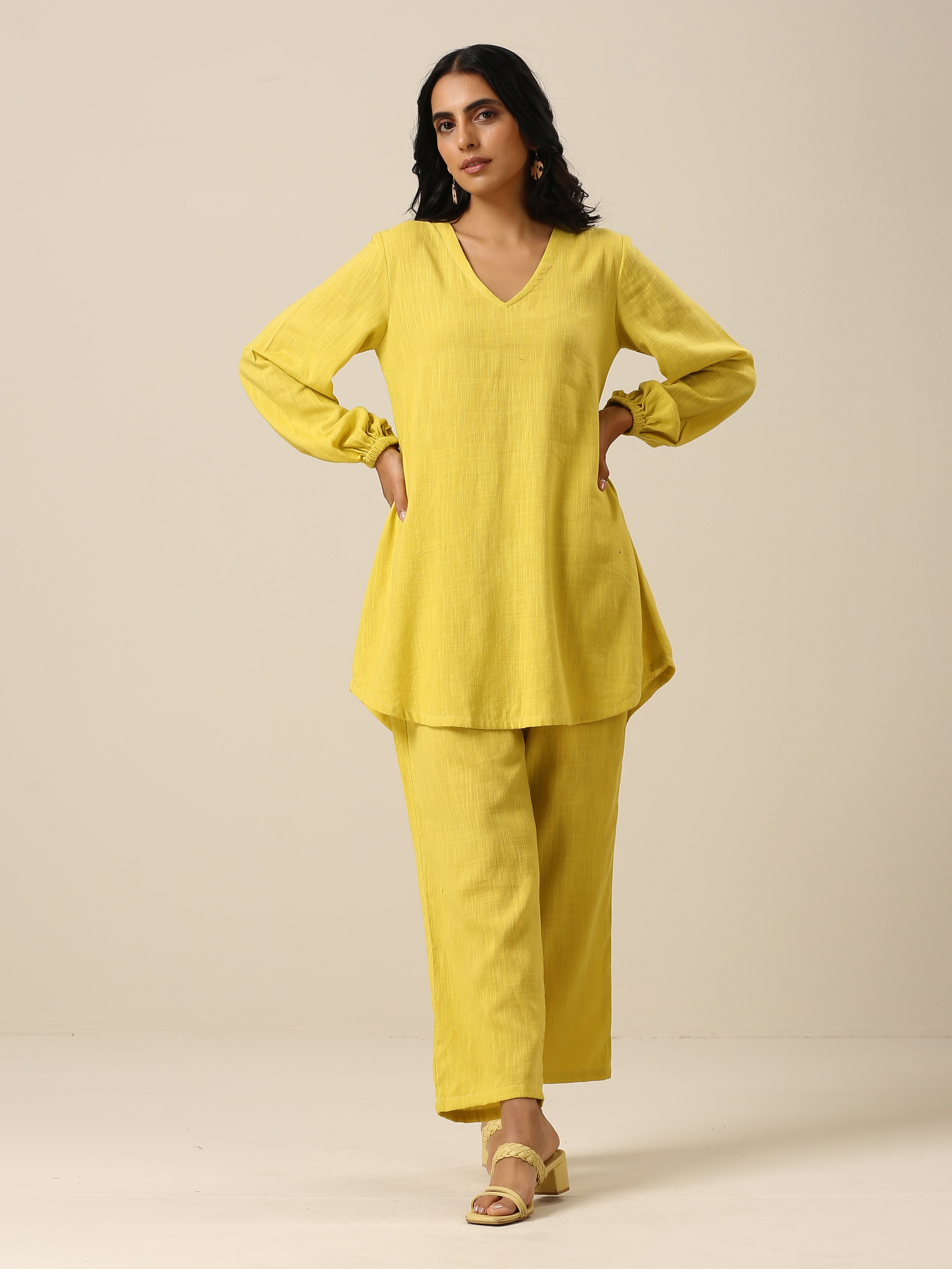 trueBrowns Lime Slub Textured Short Co-Ord Set | Grocsy