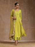 trueBrowns Lime Modal Satin Anarkali Set | Grocsy