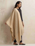trueBrowns Beige Floral Jaal Woollen Stole | Grocsy