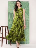 InWeave Women's Green Tie And Die Dress | Grocsy