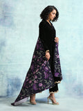 trueBrowns Black Printed Velvet Shawl | Grocsy