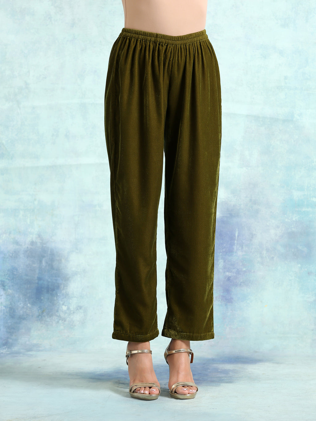 trueBrowns Mehandi Velvet Pant | Grocsy