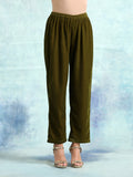 trueBrowns Mehandi Velvet Pant | Grocsy