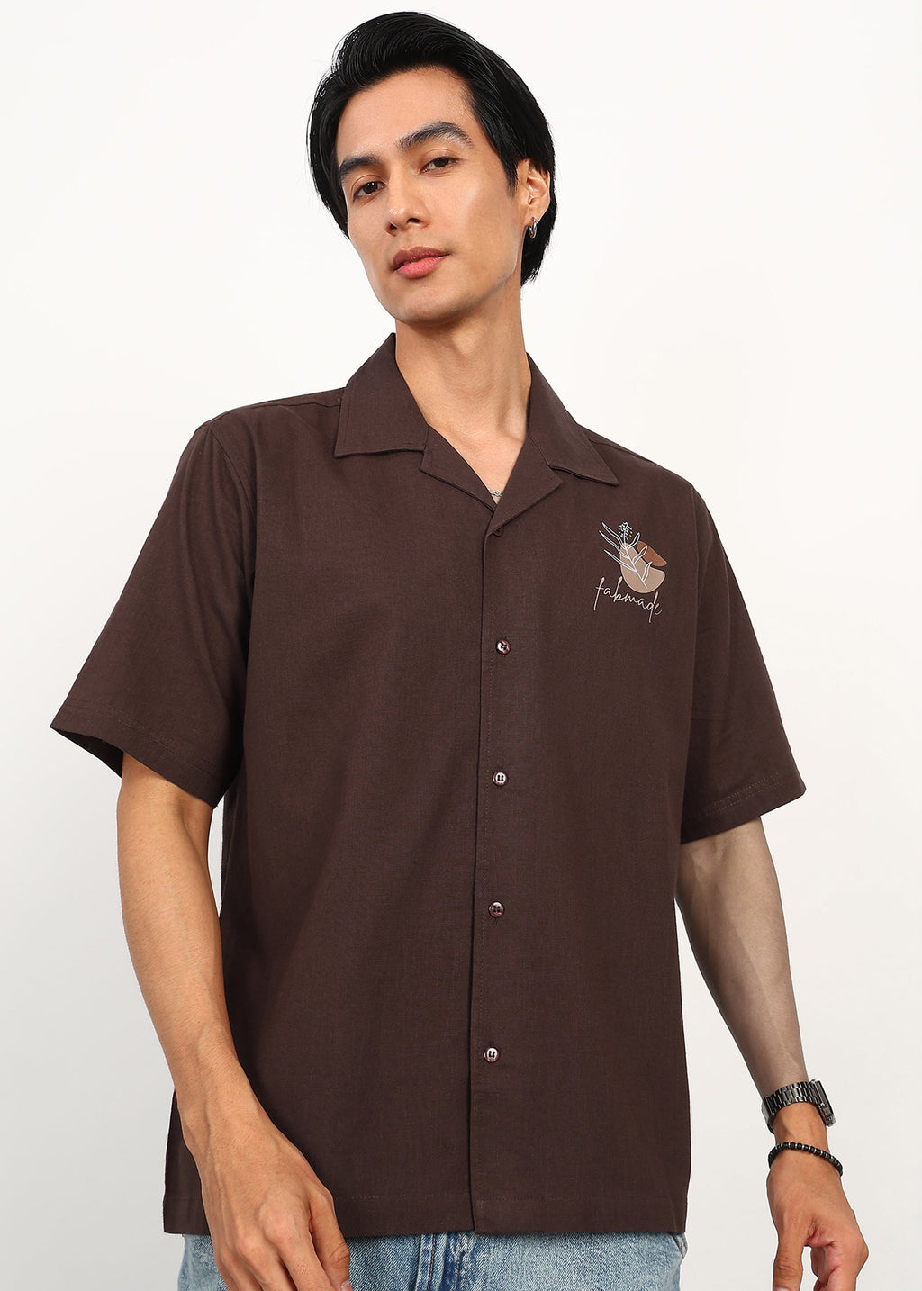 Fabmade Mocha Linen Shirt | Grocsy