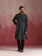 trueBrowns Men's Charcoal Grey Mandarin Collar Kurta | Grocsy