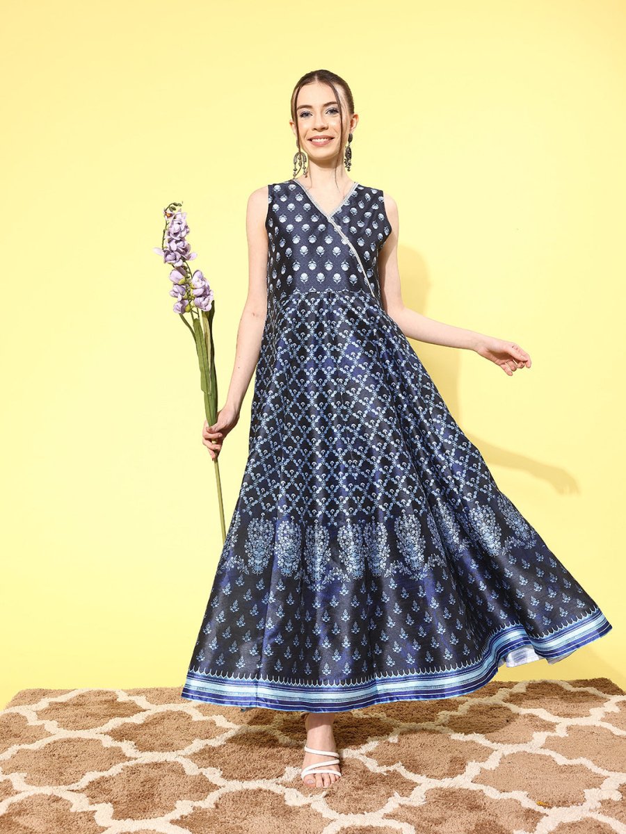 Ahalyaa Floral Printed Maxi Ethnic Dress | Grocsy