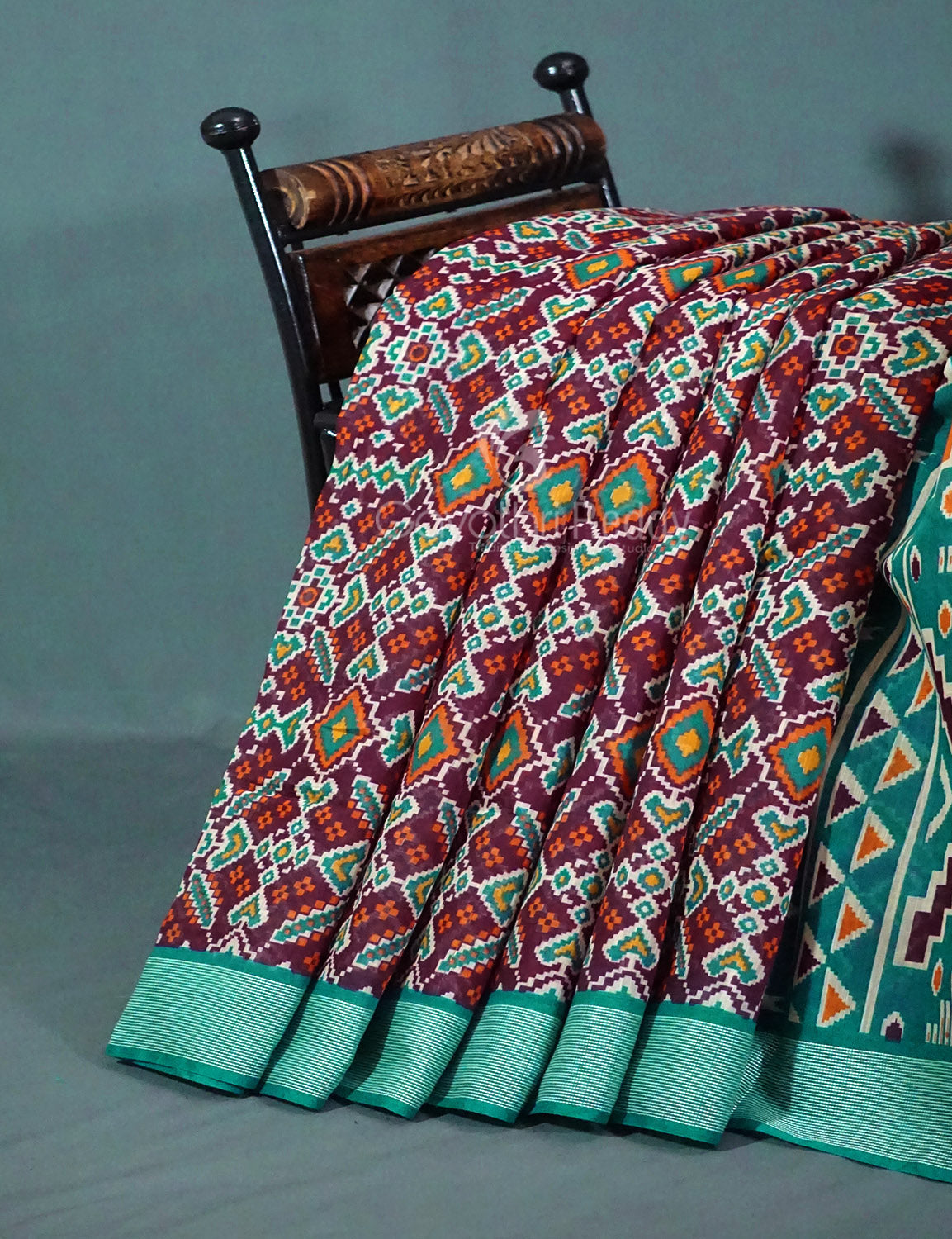 Shades of Dark Jamuni Colour Patola Print Semi Chanderi Saree By Gayathri Reddy Designer Studio | Grocsy