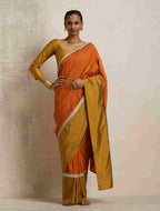 trueBrowns Orange Silk Ready To Wear Saree | Grocsy