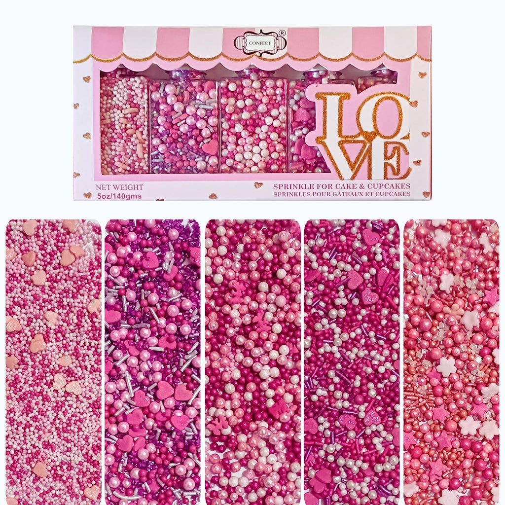 Confect Valentine Sprinkles | 12 Edible Decoration for Baking & Dessert | Grocsy