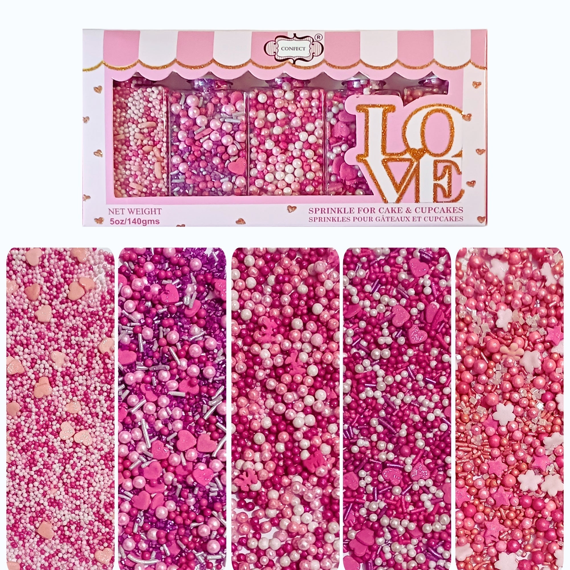 Confect Valentine Sprinkles | 12 Edible Decoration for Baking & Dessert | Grocsy