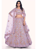 Myra Lilac Soft Net Embroidered Designer Lehenga Choli | Grocsy
