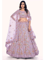 Myra Lilac Soft Net Embroidered Designer Lehenga Choli | Grocsy