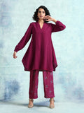 trueBrowns Magenta Velvet Co-Ord Set | Grocsy