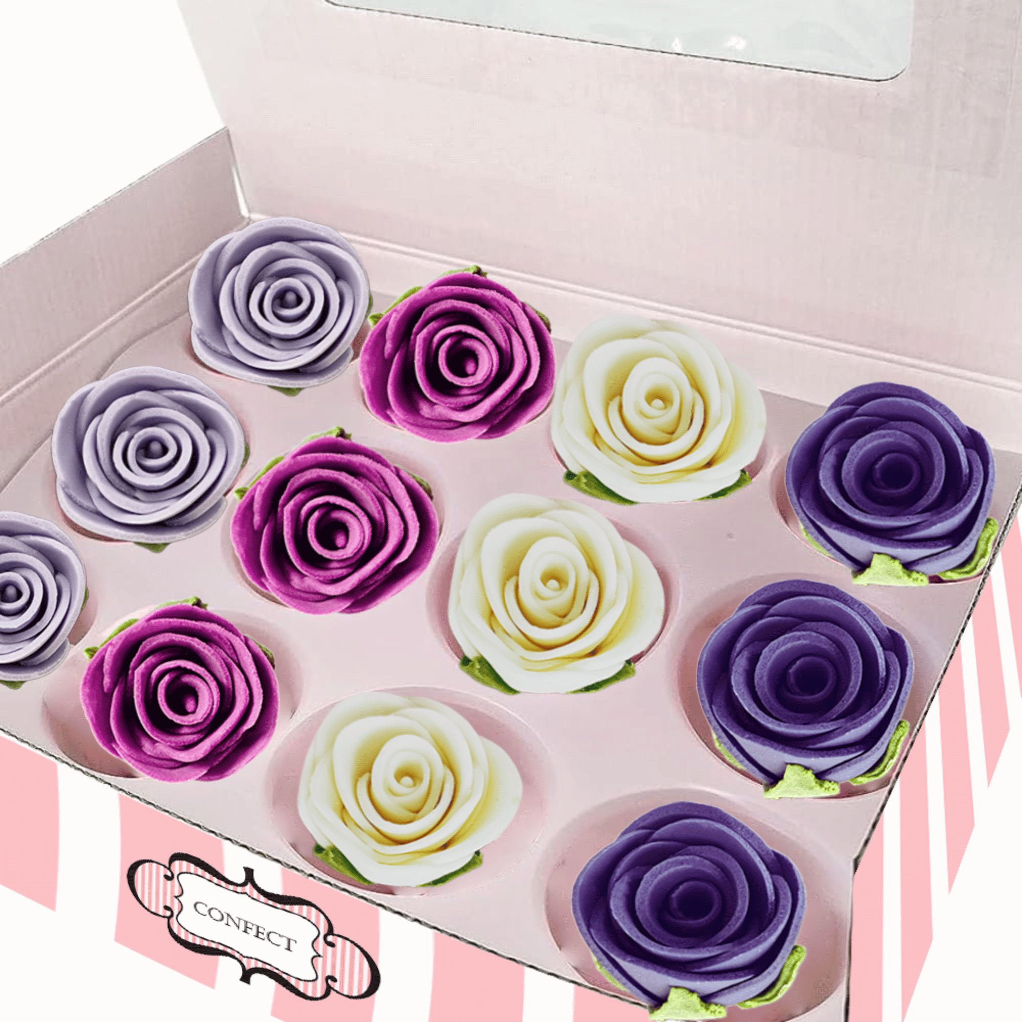 Confect Ombre- 6 | Edible Sugar Roses Topper | Grocsy