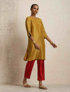 trueBrowns Gold Tissue Kurta Co-ord Set | Grocsy