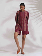 trueBrowns Purple Cotton Print Short Co-ord Set | Grocsy
