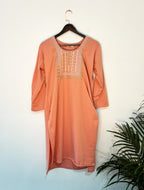 trueBrowns Orange Straight Kurta Set | Grocsy