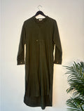 trueBrowns Olive Green Slub Kurta | Grocsy