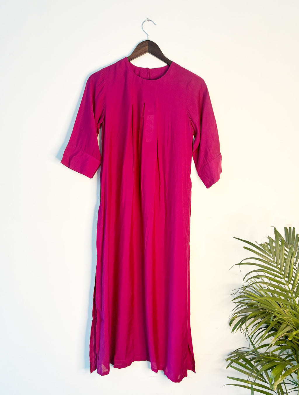 trueBrowns Pink Muslin Long Kurta | Grocsy
