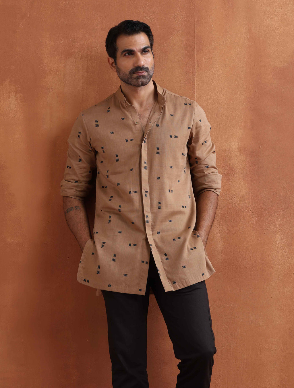 trueBrowns Men's Brown Printed Short Kurta | Grocsy