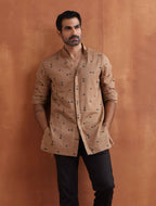 trueBrowns Men's Brown Printed Short Kurta | Grocsy