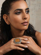 trueBrowns Silver Tone Yellow Stone Ring | Grocsy