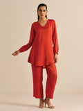 trueBrowns Rust Silk Blend Short Co-Ord Set | Grocsy