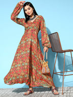 InWeave Women's Rust Edgy Print Dress | Grocsy