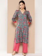 Ahalyaa Women Floral Printed Gotta Patti Floral Crepe Kurta | Grocsy