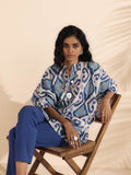trueBrowns Blue Cotton Ikat Kaftan Co-ord Set | Grocsy
