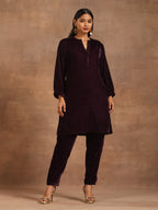 trueBrowns Wine Velvet Solid Co-ord Set | Grocsy