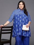 Ahalyaa Women Plus Size Cotton Tunic with Palazzos | Grocsy