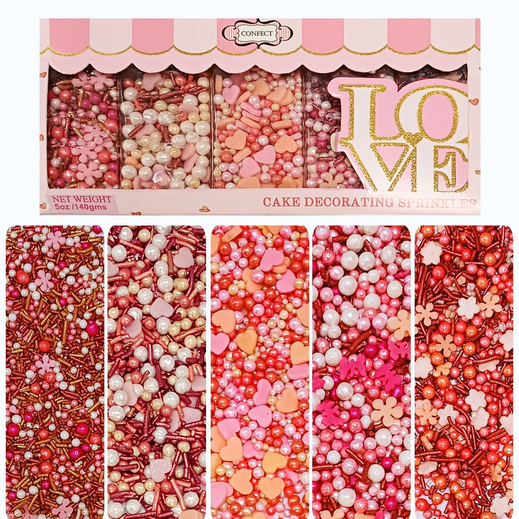 Confect Valentine Sprinkles | 10 Edible Decoration for Baking & Dessert | Grocsy