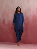 trueBrowns Blue Modal High Low Kurta Co-ord Set | Grocsy