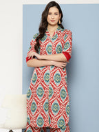 Ahalyaa Women Ethnic Motifs Printed Regular Gotta Patti Kurta with Palazzos | Grocsy