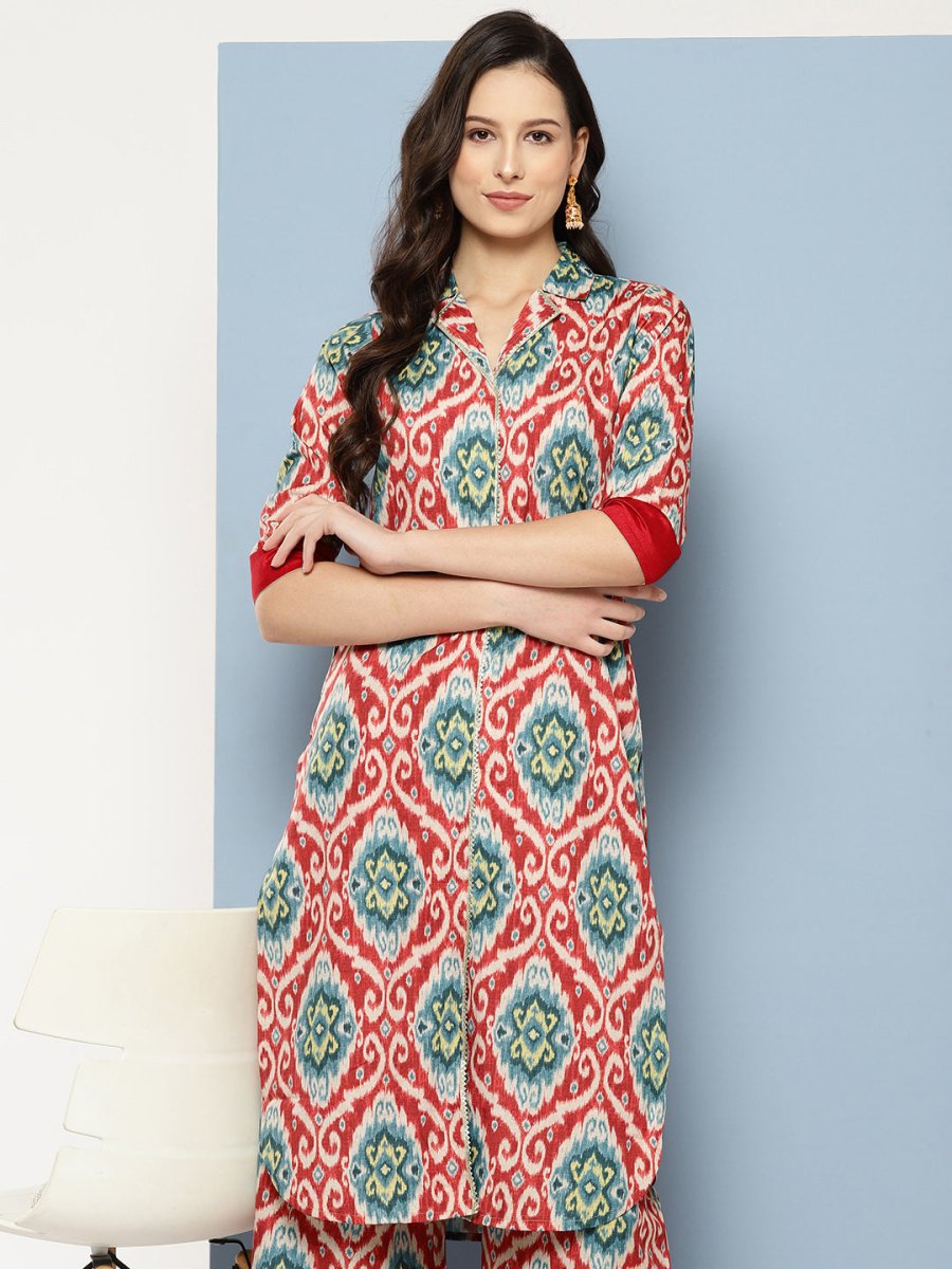 Ahalyaa Women Ethnic Motifs Printed Regular Gotta Patti Kurta with Palazzos | Grocsy