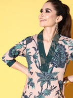 Ahalyaa Women Floral Printed Kurta with Trousers | Grocsy