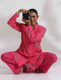 trueBrowns Pink Cotton Print Kurta Co-ord Set | Grocsy