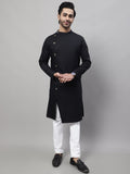 Even Apparels Black Sherwani Kurta With Asymetrical Cut | Grocsy