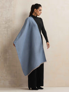 trueBrowns Blue Reversible Woollen Stole | Grocsy