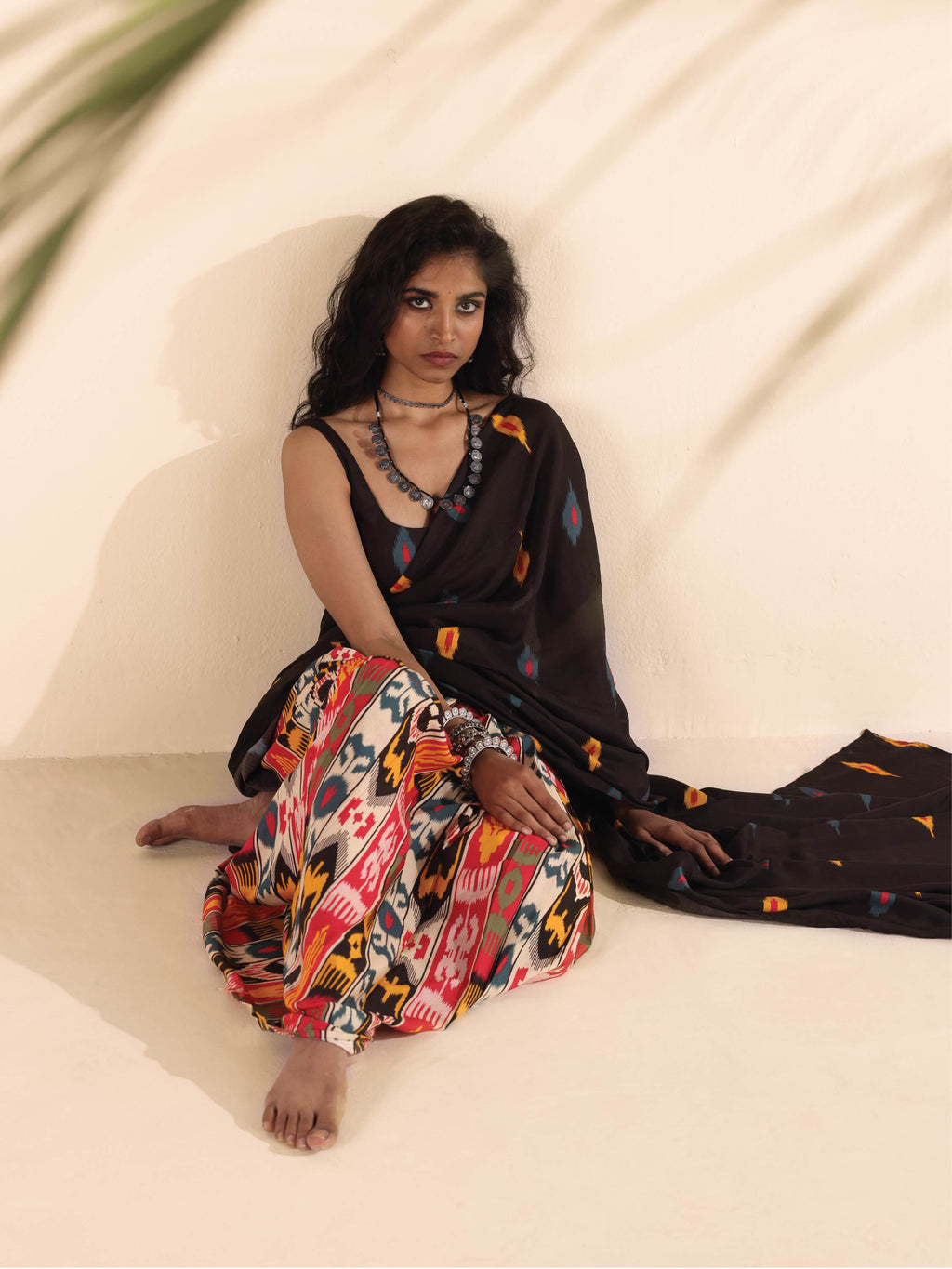 trueBrowns Cola Muslin Ikat Saree | Grocsy