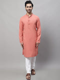 Even Apparels Maroon Pure Cotton Kurta With Band Collar | Grocsy