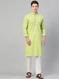 Fabmade Lime Green And White Printed Straight Kurta | Grocsy