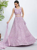 House of Panchhi Sea Green Georgette Sequins And Thread Embroidery Lehenga Choli & Dupatta | Grocsy