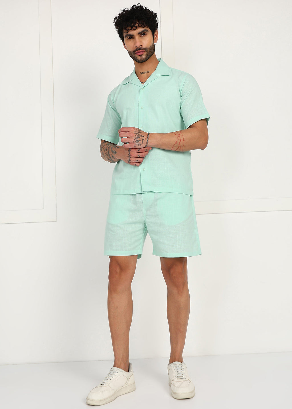 Fabmade Mint Breeze Linen Co-Ord Set | Grocsy