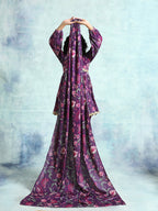 trueBrowns Wine Printed Velvet Shawl | Grocsy