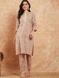InWeave Women's Light Blue Floral Jaal Gota Work Straight Kurta Pant Set | Grocsy