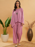 InWeave Women's Mauve Kantha Boho Full Sleeve Coord Set | Grocsy