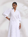 trueBrowns trueBrown White Cotton Schiffli Kurta Set | Grocsy